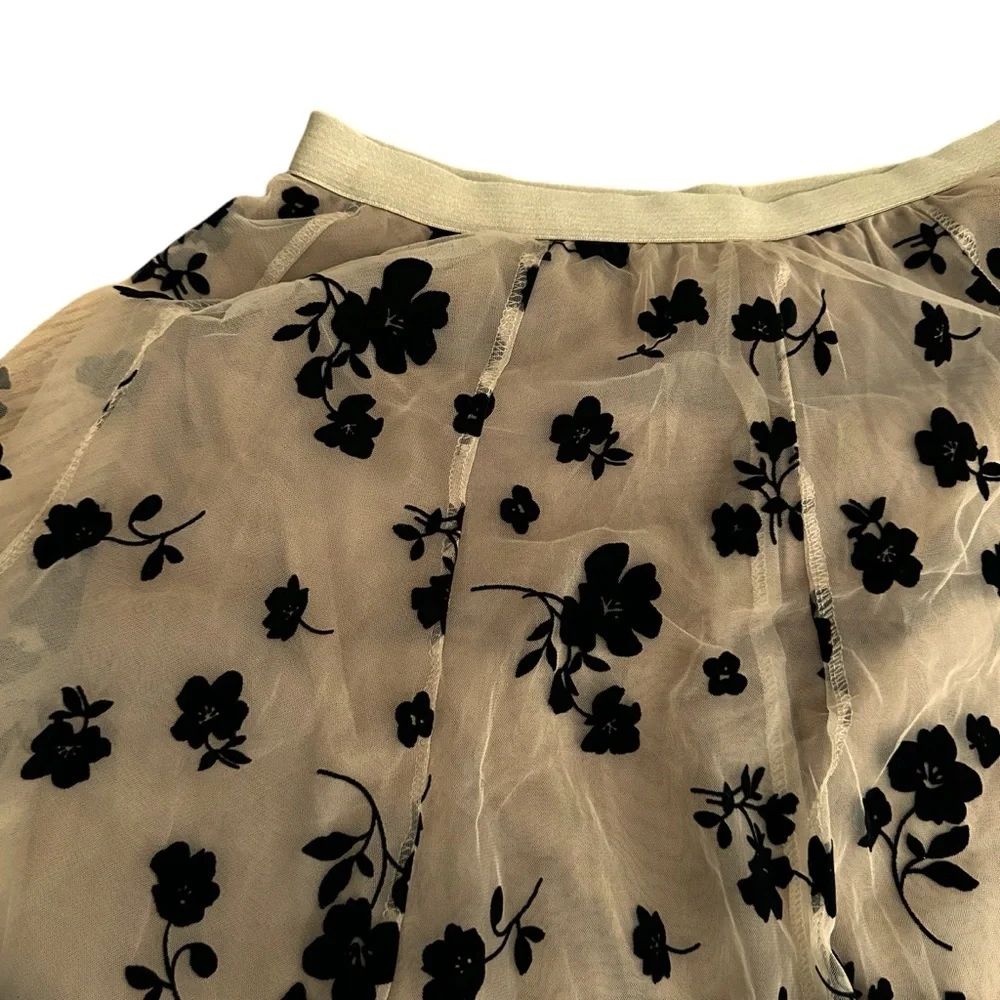 CHICWISH 3D Mesh Tulle Velvet Floral MIDI Skirt Fairycore Whimigoth Size 2XL-3XL - Picture 9 of 16